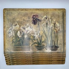 Pimpernel Set Of 6 Floral Placemats Beautiful Orchids Cork Backed 12”x16” NICE