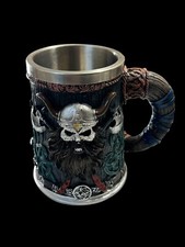 Valhalla Viking Stainless Steel One-Handed Horn Skull Beer Mug Halloween