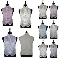 Boy's & Men's Silvery Scroll Wedding Groom Ascot Page Boy Waistcoats 22" - 60"