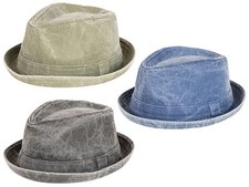 MENS COTTON PORK PIE HAT DENIM