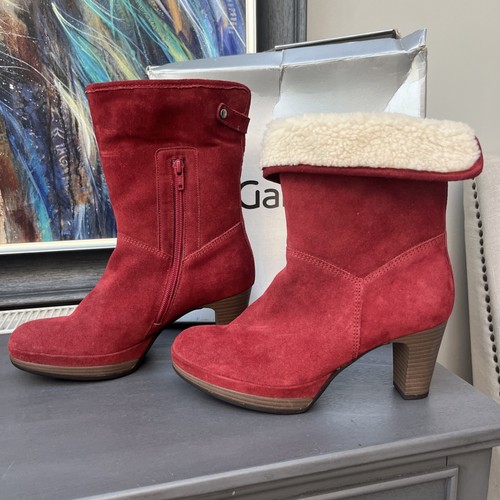 Gabor red leather suede
