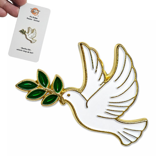 Dove peace pin badge olive - dove,