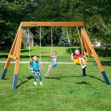 Robud 3 in 1 Wooden Playground Swing Set Kids Outdoor Backyard Playset Equipment