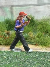 Model Railway Figure WOMAN WALKING ON PHONE  HO OO 3D Printed Hand Painted 1:76