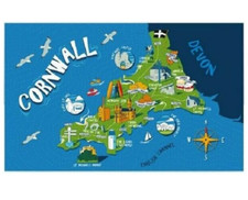 Cornwall Map Tea Towel Cornish