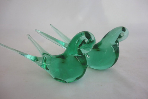 Pair murano green glass - murano,