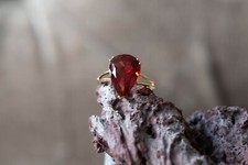Tarocco Red Andesine 9k Gold Ring