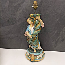 Antique 19th Century Majolica Lamp Base – Figural Girl