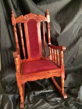 One Vintage Large  Wooden Rocking Chair with carved detail for Doll /Teddy Bear 