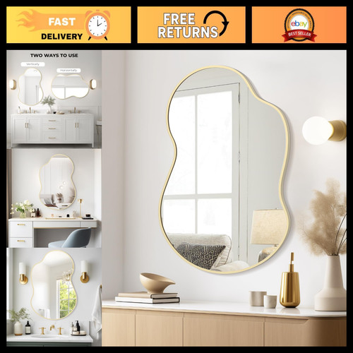 Asymmetrical gold wall mirror - asymmetrical,