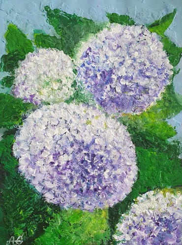 Acrylic painting hydrangeas - acrylic,