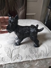 Cast Iron Vintage Scottie Dog Door Stop Metal Ornament Black Gloss
