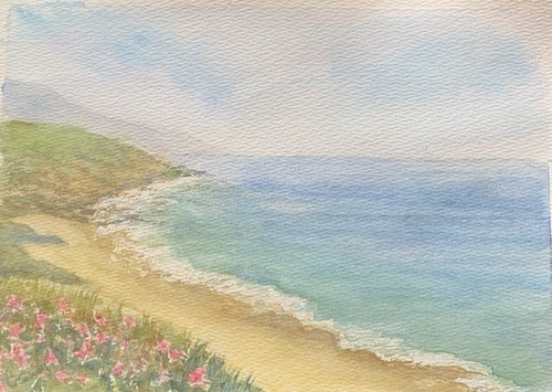 Watercolour painting coastal - -,