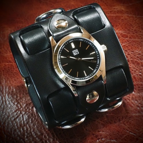 New leather cuff watch - cuff,