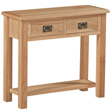 Baysdale Rustic Oak Console Table – 2 Drawer Solid Oak Fully Built - Hall Table