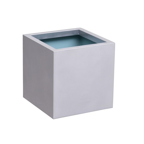 Silver cube metal planter - silver,