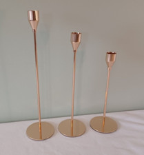 Set of 3 Gold Candlestick Taper Candle Holders for 3/4" Taper Candles