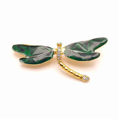 Vintage gold tone - green, enamel