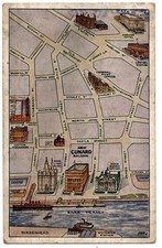Advertising Postcard - Cunard Line Agency, Preston & Map Of Liverpool Building.
