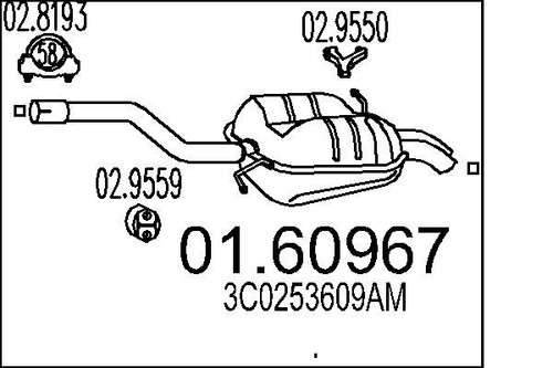Mts 60967 rear muffler - mts,