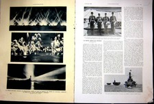 Original Old Vintage Print Spithead Naval Review Fireworks French 1935 20th