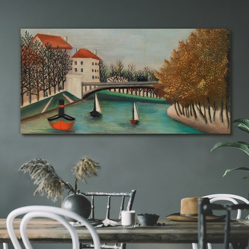 Painting city river boats - city,