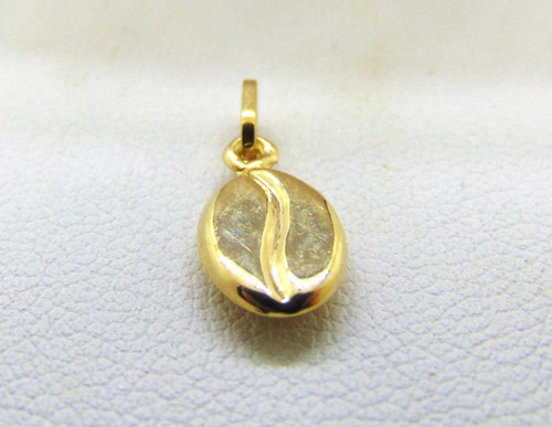 9ct gold coffee bean pendant - gold,