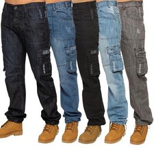 Enzo Mens Combat Jeans Cargo