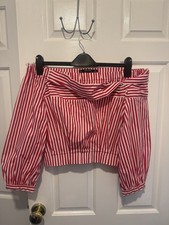 ZARA Red White Striped Off The