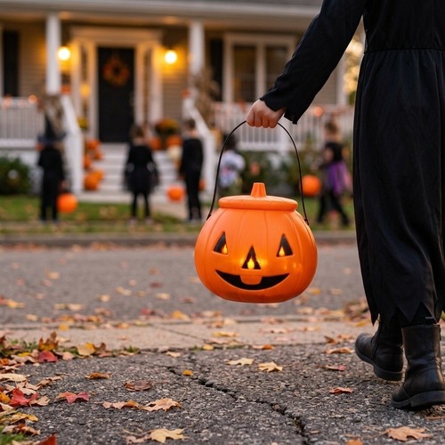 Halloween pumpkin bucket with - halloween,
