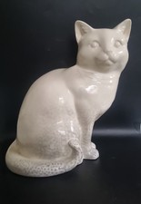 Large Ceramic Glazed White Cat.