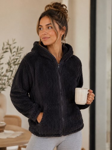 Katydid black hooded zip - black, zip-up