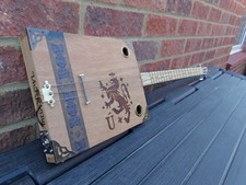 3 STRING HOMEMADE FRETTED ACOUSTIC/ELECTRIC [magnetic pickup]CIGAR BOX GUITAR