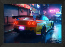 Nissan Skyline GTR R34 Framed Wall Art Poster Canvas Print Picture