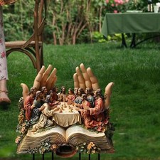 Last Supper Garden Stake Religious Plaque Jesus Gods Decorating Gifts Statue for