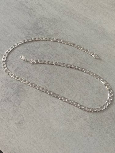 Men 925 silver flat curb - 925,