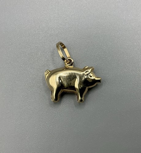 9ct gold pig charm pendant - pig, charm/