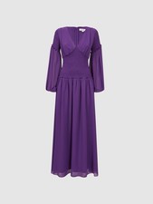 Reiss Plunge Neck Maxi Dress In Purple RRP £145
