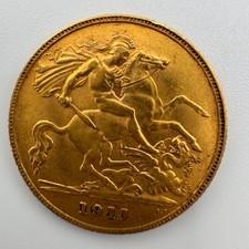 22ct Gold Half Sovereign, George V 1911, 4g of 0.9167 Gold