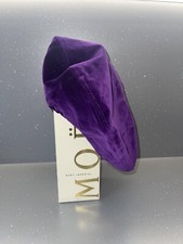 Jaeger beret hat womens Purple Maroon Vtg Retro velvet baker boy slouch Spring