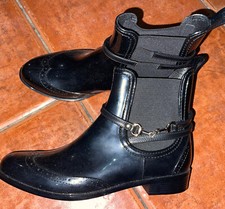 Be Only  Wellibobs Gloss Black Gloss Short Chelsea Boot Stirrup Buckle Uk 7.5 41
