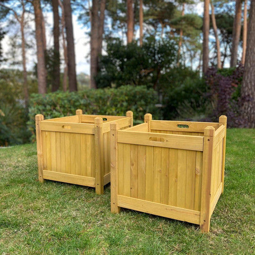 Square wooden garden planter - wooden,