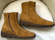 Ecco-Womens  Leather Suede Stitch Detail Low Wedge Ankle Boots/Size: UK 6.5/Used