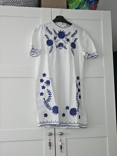 Zara embroidered blue white - embroidered,