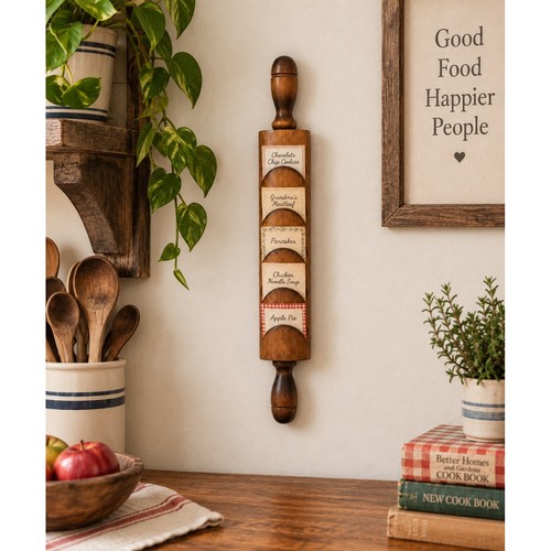 Vtg wooden rolling pin - pin, recipe