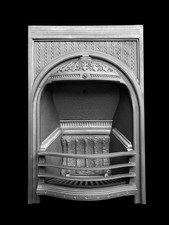 RESTORED ANTIQUE CAST IRON FIRE SURROUND FIREPLACE INSERT GRATE VICTORIAN