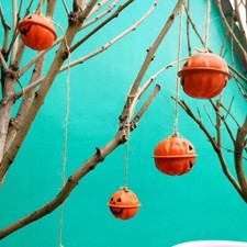 20Pcs DIY Halloween Pumpkin Head Bells Tree Decorations Hanging Decor 4cm 1.6"