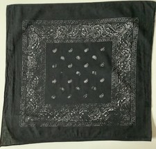 M35 A Black Paisley Design 21 Inch Square Vintage Cotton Bandana Scarf