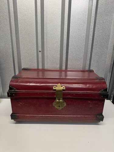 Antique tin chest red - tin,