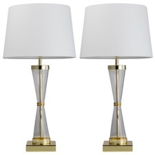 Pair of Touch Control Bedside Lights Table Lamps Modern Gold White Shade